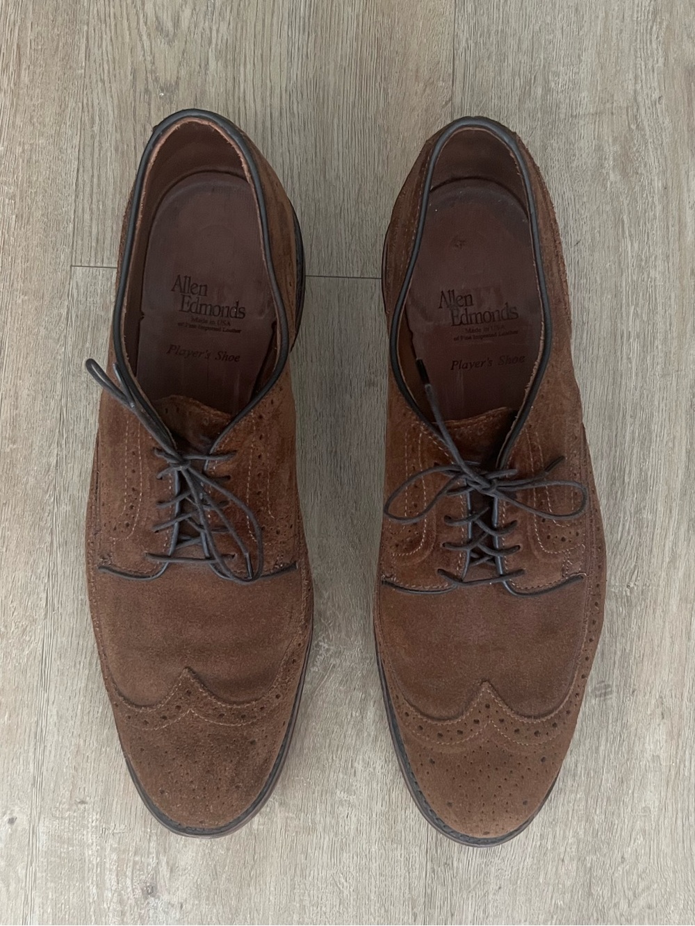 Allen Edmonds Chestnut Brown Suede Wingtip Derbys